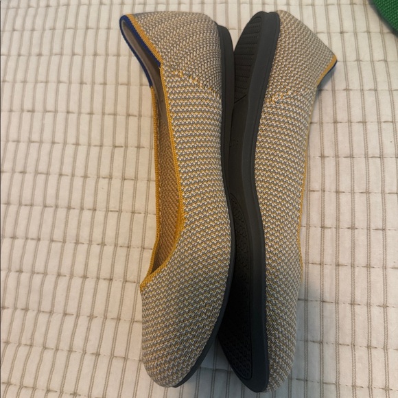 Rothy’s Women’s Sz 5.5 Gray Mustard White Herringbone Design Slip On Flats Round - Picture 8 of 13